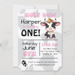 Holy Cow Country Birthday Party Invitation