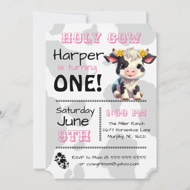Holy Cow Country Birthday Party Invitation (Front)