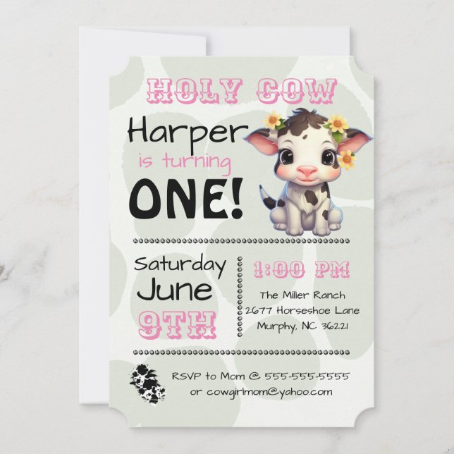 Holy Cow Country Birthday Party Invitation (Front)