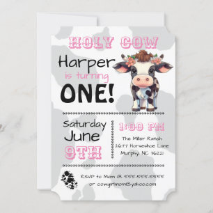 Holy Cow Country Birthday Party Invitation