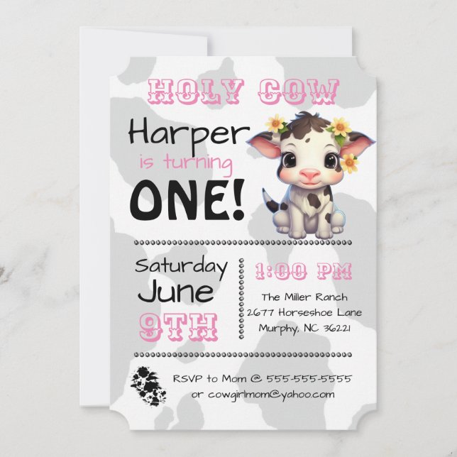 Holy Cow Country Birthday Party Invitation (Front)