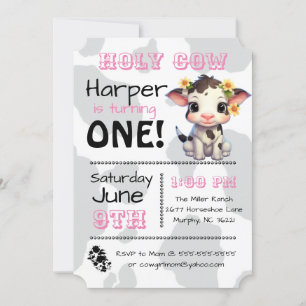 Holy Cow Country Birthday Party Invitation