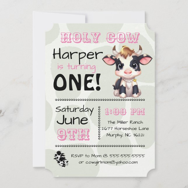Holy Cow Country Birthday Party Invitation (Front)