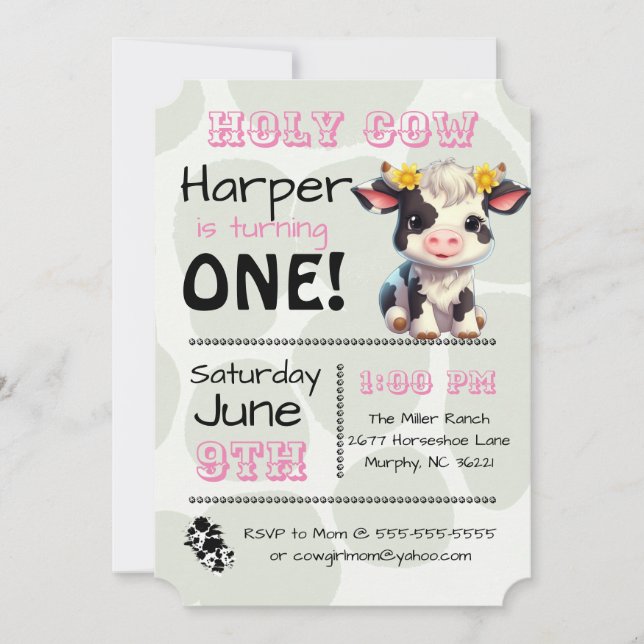 Holy Cow Country Birthday Party Invitation (Front)