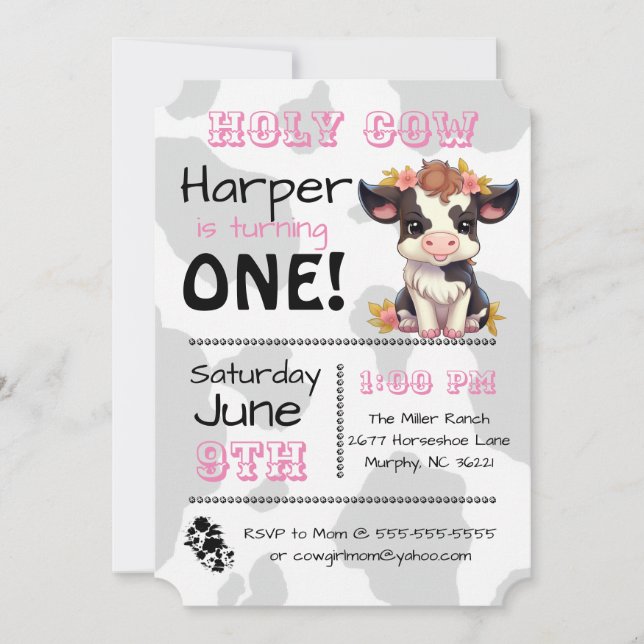 Holy Cow Country Birthday Party Invitation (Front)
