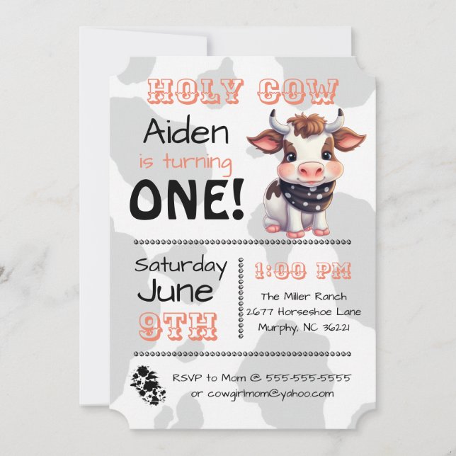 Holy Cow Country Birthday Party Invitation (Front)