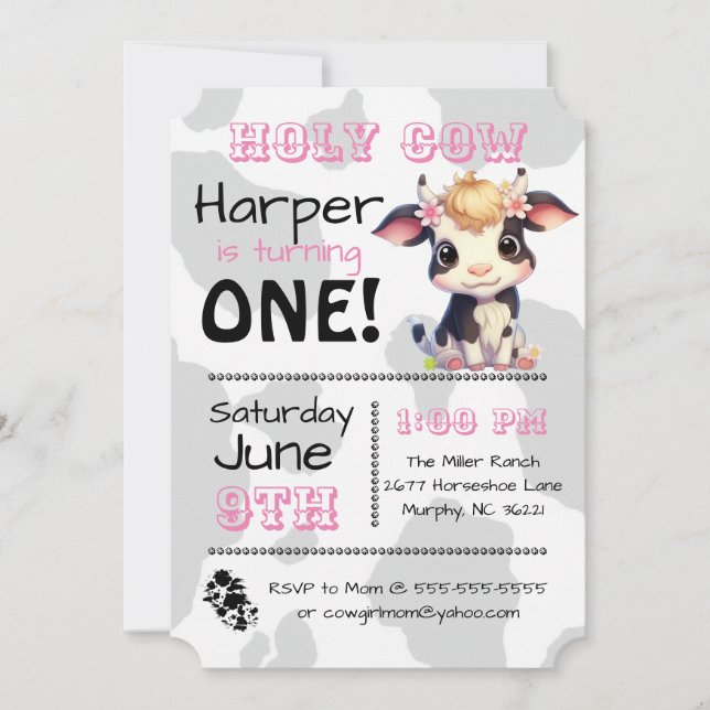 Holy Cow Country Birthday Party Invitation (Front)