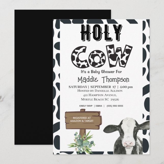   Holy Cow Country Farm Baby Shower Invitation (Front/Back)