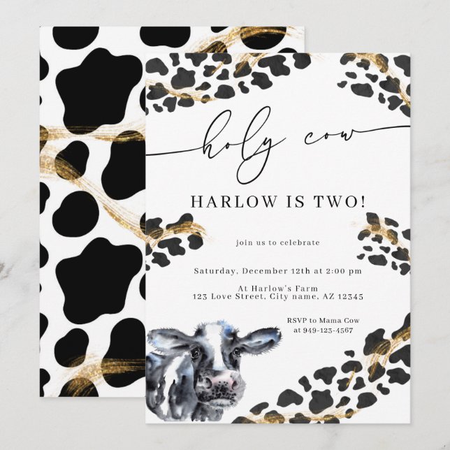 Holy Cow Country Farm Birthday Invitation (Front/Back)