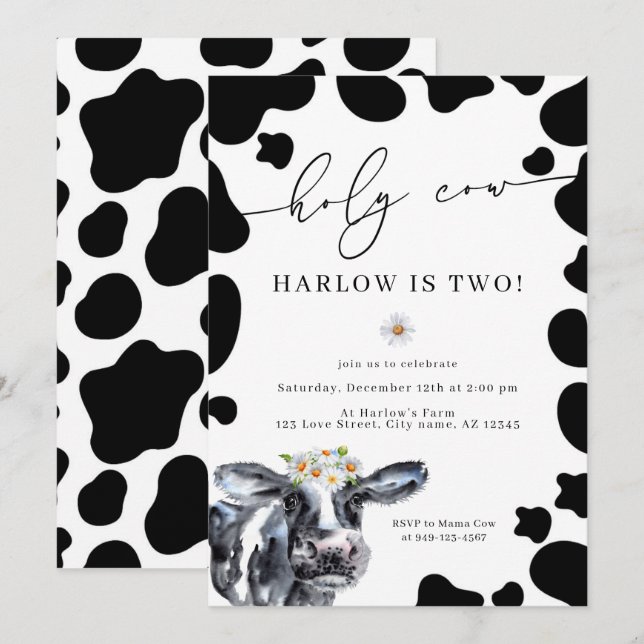 Holy Cow Country Farm Birthday  Invitation (Front/Back)
