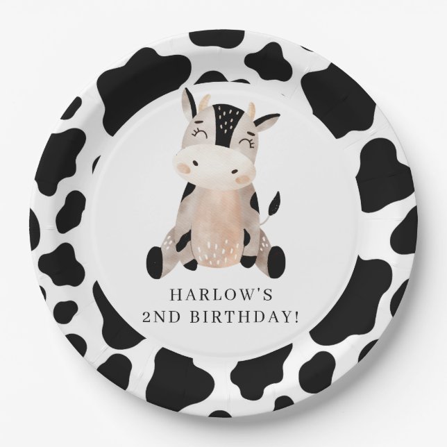 Holy Cow Country Farm Birthday  Paper Plate (Front)