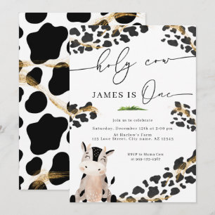Holy Cow Country Farm Boy's First Birthday Invitation