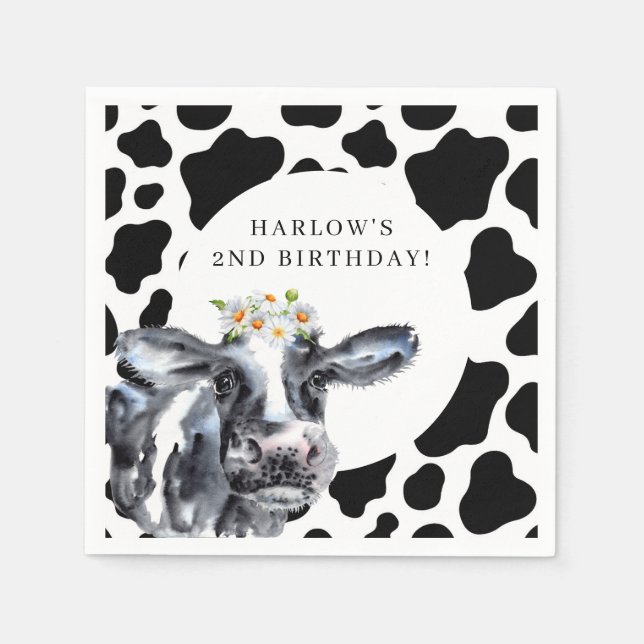 Holy Cow Country Farm Daisy Birthday Napkin (Front)