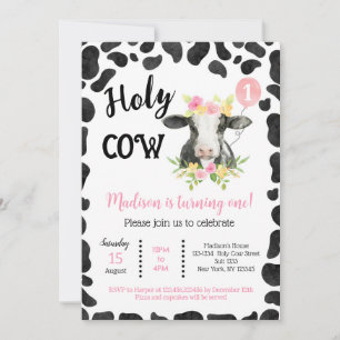 Holy Cow Cow Prints Second Birthday Invitations