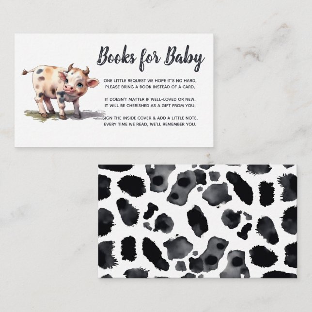 Holy Cow Cute Baby Cow Baby Shower Books for Baby Enclosure Card (Front/Back)