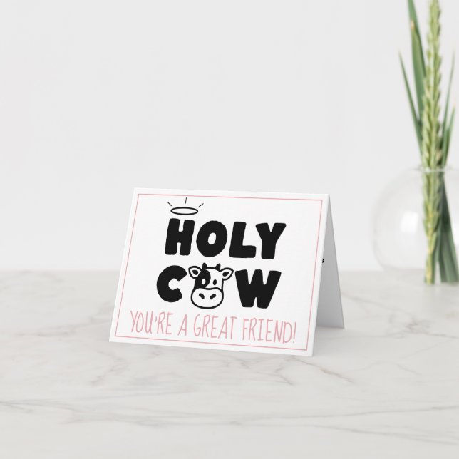 Holy Cow Cute Modern Kid's Birthday Party Thank You Card (Front)