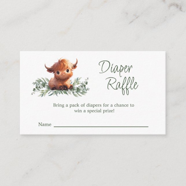 HOLY COW DIAPER RAFFLE Enclosure Card (Front)