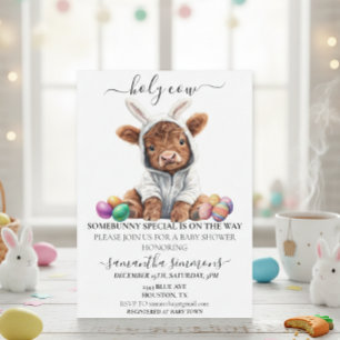Holy Cow Easter Bunny Highland Calf Baby Shower  Invitation