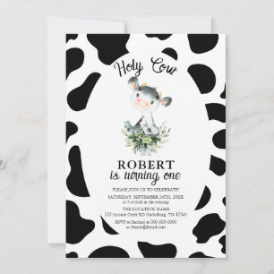 Holy Cow Farm 1st Birthday Invitation