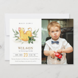 Holy Cow Farm Photo Kids Any Age Birthday Invite