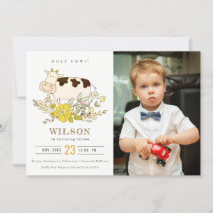 Holy Cow Farm Photo Kids Any Age Birthday Invite