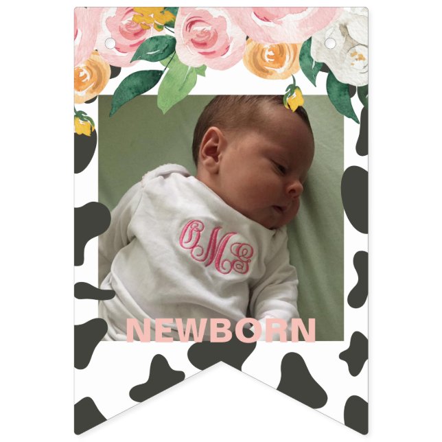 Holy Cow first birthday 12 month Photo Bunting (Second Flag)