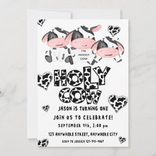 Holy Cow First Birthday Invitation