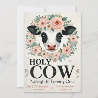 Holy Cow First Birthday Invitation