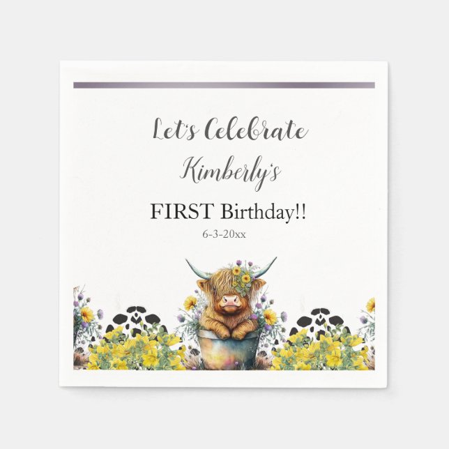 Holy Cow First Birthday  Napkin (Front)