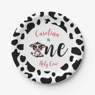 Holy Cow First Birthday Paper Plate