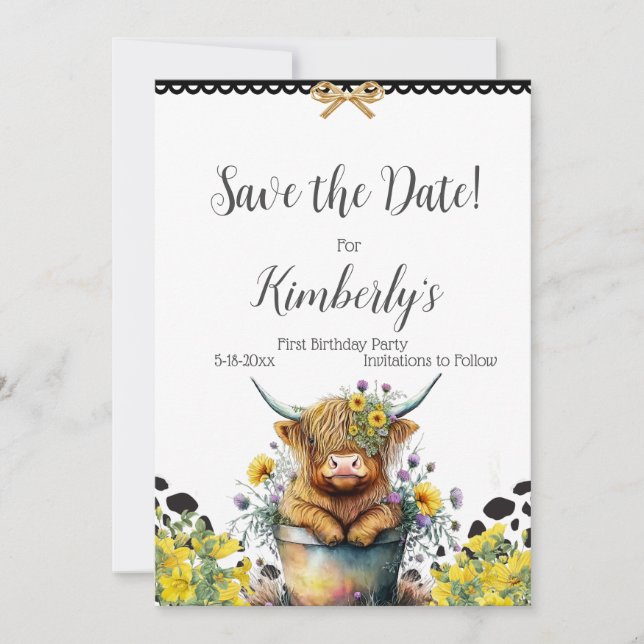 Holy Cow First Birthday , Thank You Save The Date (Front)