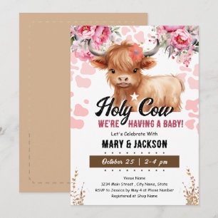 Holy Cow Floral Baby Shower Invitation