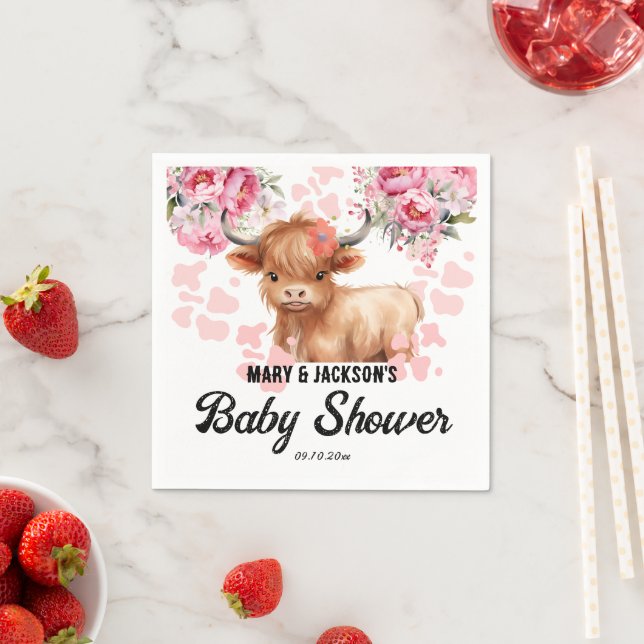 Holy Cow Floral Baby Shower Napkin (Insitu)