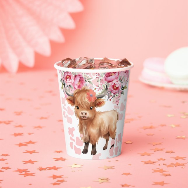 Holy Cow Floral Baby Shower Paper Cups (Insitu)