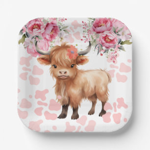 Holy Cow Floral Baby Shower Paper Plate