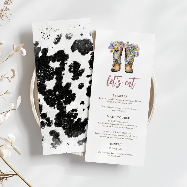 Holy Cow Floral Cowboy Boots Bridal Shower Menu (Creator Uploaded)
