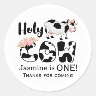 Holy Cow Floral Farm Theme Birthday Stickers