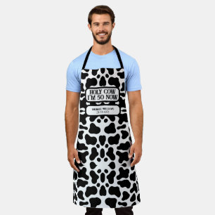 Holy Cow Funny Black White 50th Birthday Apron