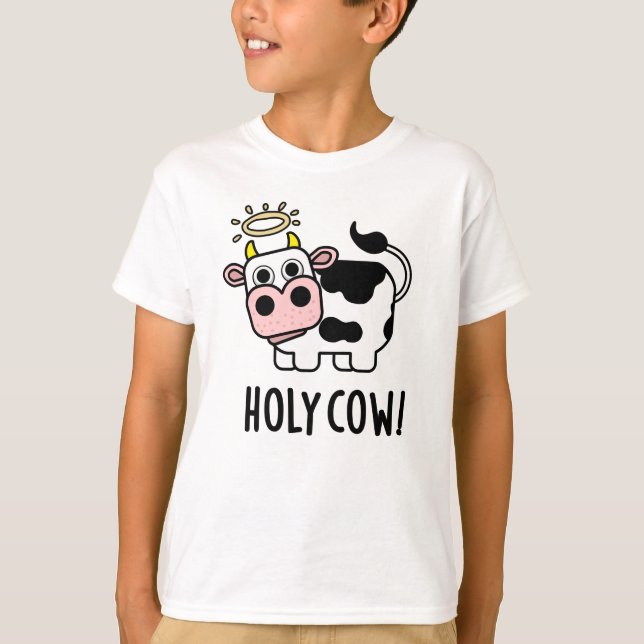 Holy Cow Funny Holy Animal Pun T-Shirt (Front)