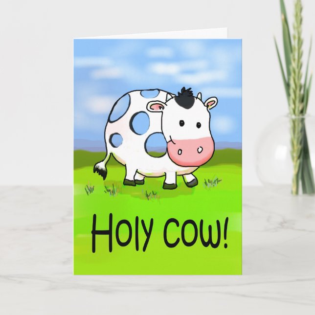 Holy Cow Funny Humour Friendship Miss You Card (Front)