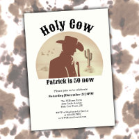Holy Cow Funny Vintage Cowboy 50th Birthday