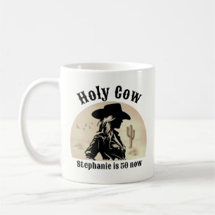 Holy Cow Funny Vintage Cowgirl 50th Birthday Coffee Mug