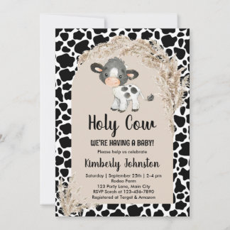Holy Cow gender neutral boho baby shower farm Invitation
