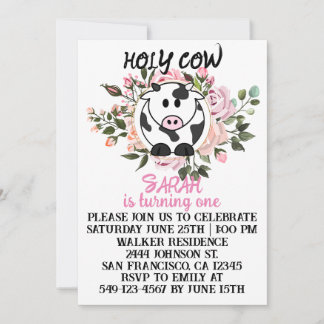 Holy Cow Girl Is Turning One Birthday Card