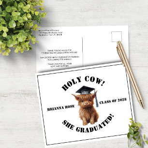 Holy Cow! Graduation Thank You Post Card