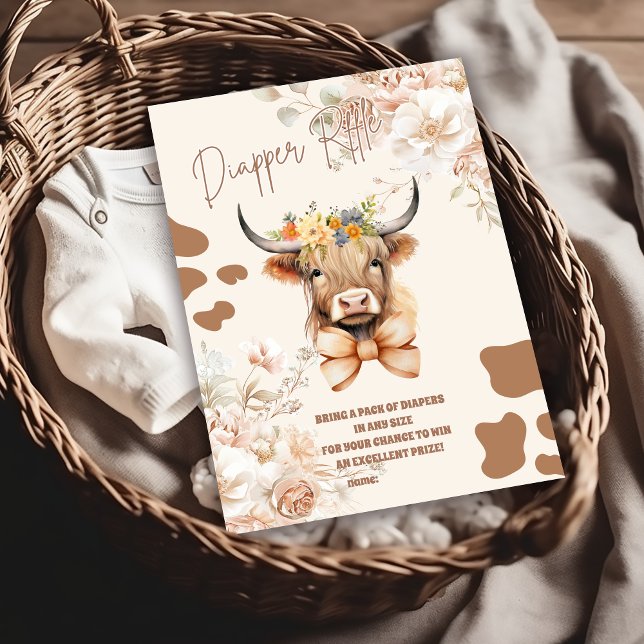 Holy Cow Greenery Highland Cow  Diapper Raffle Enclosure Card (Creator Uploaded)