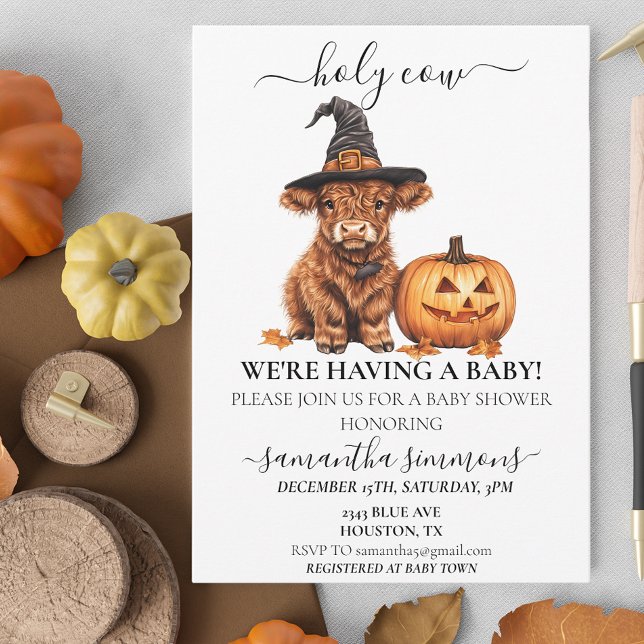 Holy Cow Halloween Highland Calf Baby Shower  Invitation (Creator Uploaded)