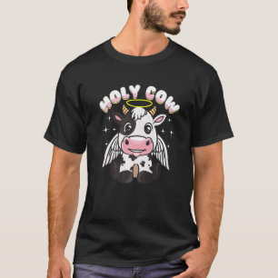 Holy Cow Halo Angel Wings Cute Novelty Pun T-Shirt