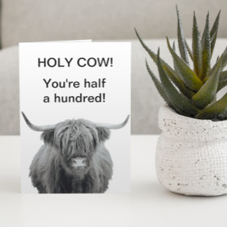 Holy Cow Highland Birthday 50th Card
