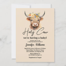 holy cow highland calf baby shower minimalist 